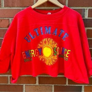 The Body Co Energy Source Solar Powered 80s Crop Top One Size Red Yellow Blue